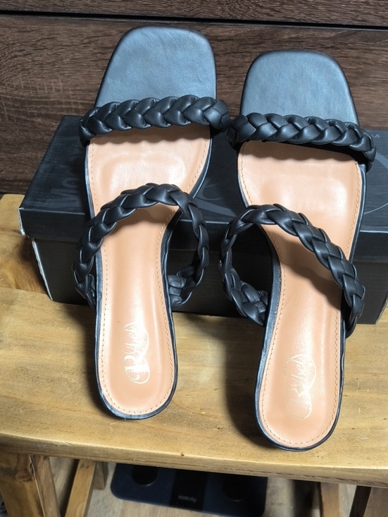 Modern Rebel Shoes - Braided Double-Strap Black Slide Sandals for Women